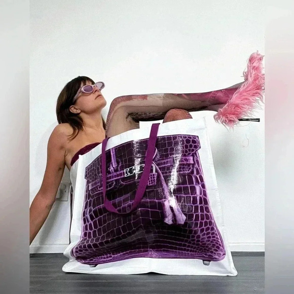 Reusable grocery tote bag printed designer bag large Capacity bag PURPLE - Picture 1 of 7